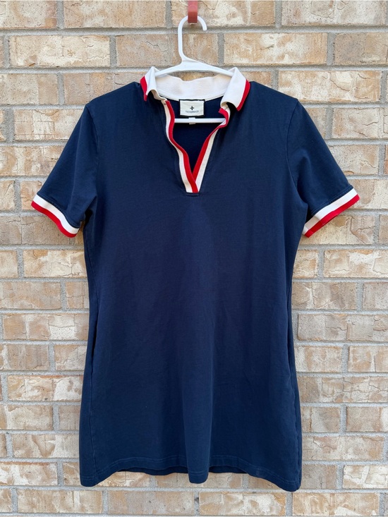 Tuckernuck Dresses & Skirts - Tuckernuck Hutton Polo Mini Dress Size M Short Sleeve Navy Red & White Trim EUC